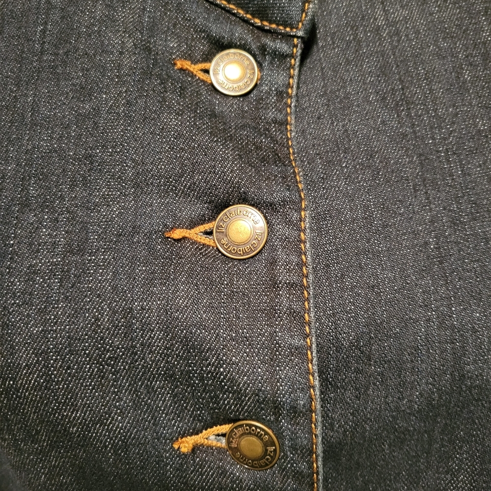 Liz Claiborne Jeans Denim Jacket – Petite 3X – Dark Blue – Button Front - Picture 8 of 14